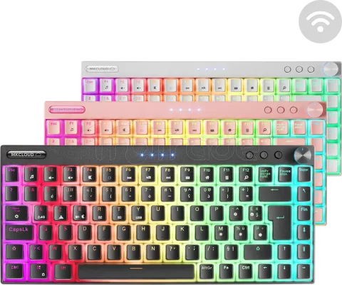 Photo de Clavier sans fil Bluetooth mécanique (Outemu SQ Pro Red) Mars Gaming MK Cloud RGB (Rose)