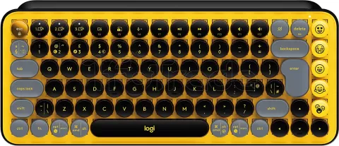 Photo de Clavier sans fil Bluetooth mécanique (Tactical Brown) Logitech Pop Keys (Jaune/Noir)