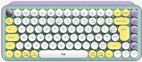 Photo de Clavier sans fil Bluetooth mécanique (Tactical Brown) Logitech Pop Keys (Violet/Vert)