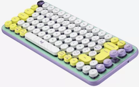 Photo de Clavier sans fil Bluetooth mécanique (Tactical Brown) Logitech Pop Keys (Violet/Vert)