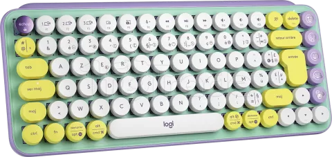 Photo de Clavier sans fil Bluetooth mécanique (Tactical Brown) Logitech Pop Keys (Violet/Vert)