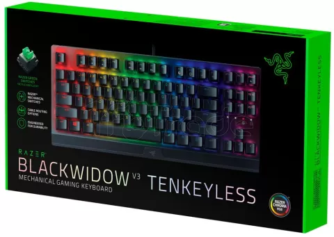 Photo de Clavier sans fil Gamer mécanique (Razer Green) Razer BlackWidow V3 Tenkeyless RGB (Noir)