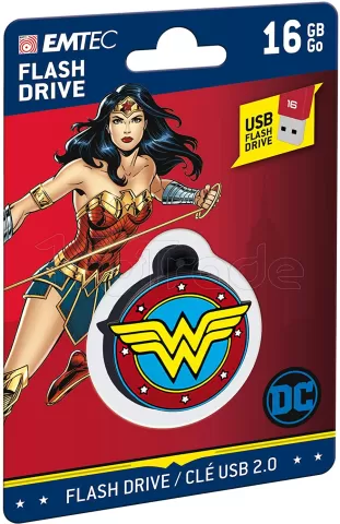 Photo de Clé USB 2.0 Emtec Blason DC Comics Wonder Woman - 16Go (Bleu/Rouge/Jaune)