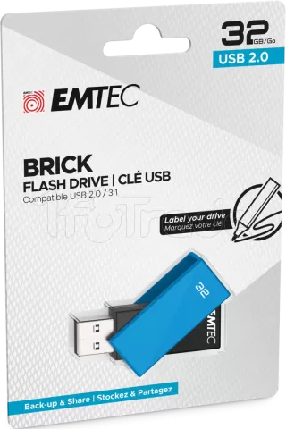 Photo de Clé USB 2.0 Emtec C350 Brick 2.0 - 32Go (Bleu)