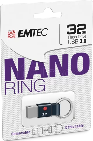 Photo de Clé USB 3.0 Emtec T100 Nano Ring - 32Go (Noir)