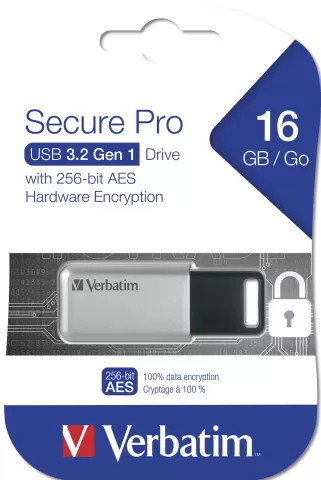 Photo de Clé USB 3.0 Verbatim Secure Pro - 16Go (Noir)