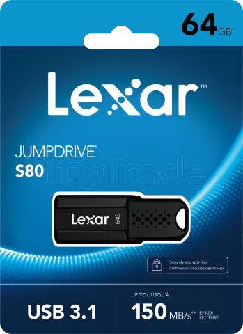 Photo de Clé USB 3.1 Lexar JumpDrive S80 - 64Go (Noir)