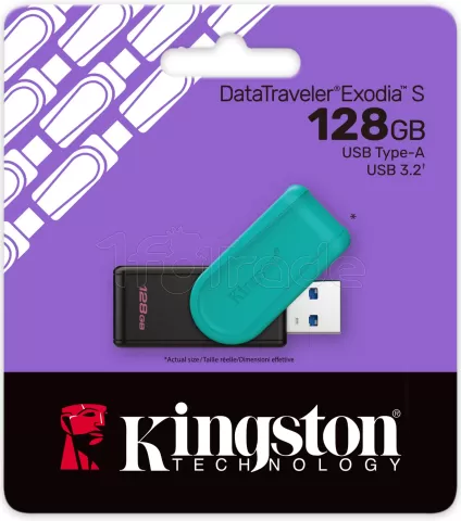 Photo de Clé USB 3.2 Kingston DataTraveler Exodia S - 128Go (Noir/Bleu)