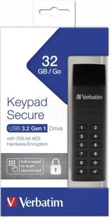Photo de Clé USB 3.2 sécurisée Verbatim - 32Go (Noir)