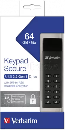 Photo de Clé USB 3.2 sécurisée Verbatim - 64Go (Noir)
