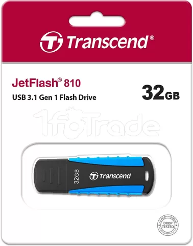 Photo de Clé USB 3.2 Transcend JetFlash 810 - 32Go (Noir/Bleu)