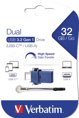 Photo de Clé USB 3.2 Type A/C Verbatim Store'N'Go Dual - 32Go (Noir)