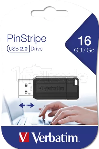 Photo de Clé USB 3.2 Verbatim PinStripe - 16Go (Noir)