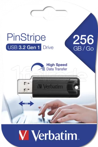 Photo de Clé USB 3.2 Verbatim PinStripe - 256Go (Noir)