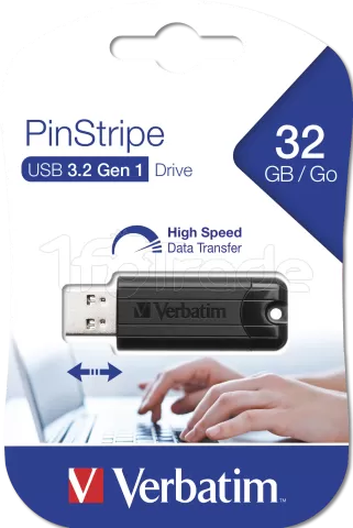 Photo de Clé USB 3.2 Verbatim PinStripe - 32Go (Noir)