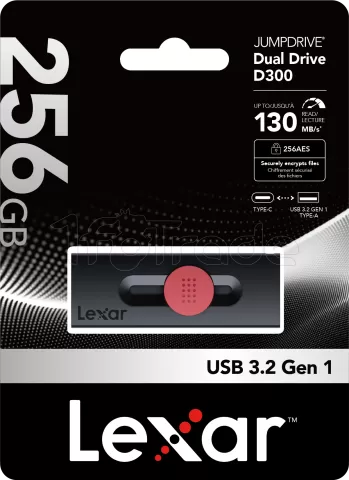 Photo de Clé USB-A/C 3.2 Lexar JumpDrive Dual Drive D300 - 256Go (Noir)
