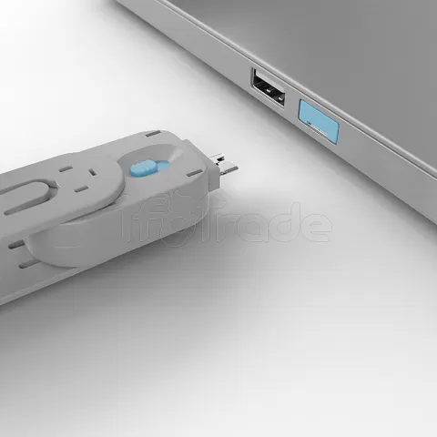 Photo de Clé USB Lindy et 4 bloqueurs de ports USB-A (Gris/Bleu)