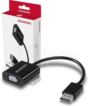 Photo de Convertisseur DisplayPort Axagon vers VGA femelle (D-sub DE-15) 20cm (Noir)