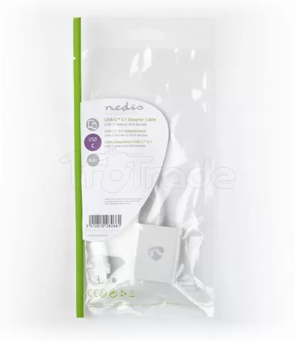 Photo de Convertisseur Nedis USB Type C mâle vers VGA femelle (D-sub DE-15) 10cm (Blanc)