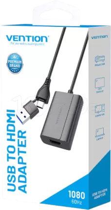 Photo de Convertisseur Vention USB-C / USB-A mâle vers HDMI femelle 0.15m (Noir)