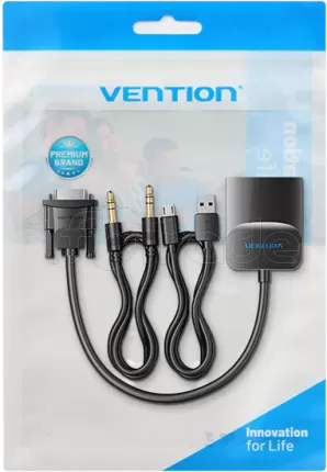 Photo de Convertisseur Vention VGA mâle vers HDMI femelle + Jack 3.5mm 1m (Noir)