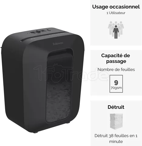 Photo de Destructeurs de documents Fellowes LX50 avec panier (Noir)