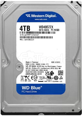 Photo de Disque Dur 3,5" Western Digital Blue 4To 128Mo - S-ATA