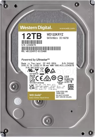 Photo de Disque Dur 3,5" Western Digital Gold Enterprise 12To - S-ATA