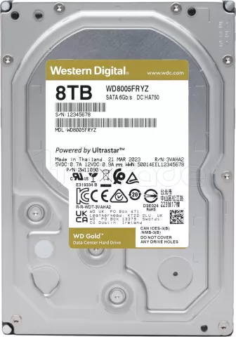 Photo de Disque Dur 3,5" Western Digital Gold Enterprise 8To 256Mo - S-ATA