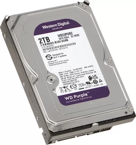 Photo de Disque Dur 3,5" Western Digital Purple Surveillance 2To 64Mo - S-ATA