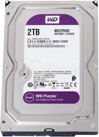 Photo de Disque Dur 3,5" Western Digital Purple Surveillance 2To  - S-ATA 256Mo