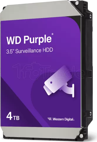 Photo de Disque Dur 3,5" Western Digital Purple Surveillance 4To 128Mo - S-ATA