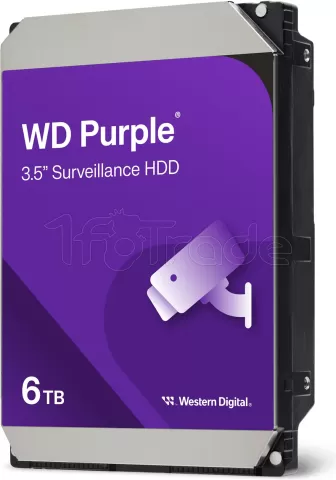 Photo de Disque Dur 3,5" Western Digital Purple Surveillance 6To 256Mo - S-ATA