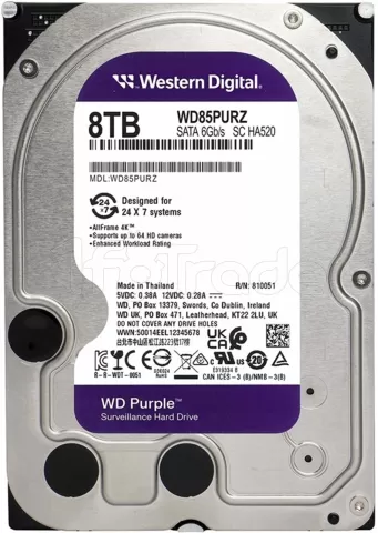 Photo de Disque Dur 3,5" Western Digital Purple Surveillance 8To 256Mo - S-ATA