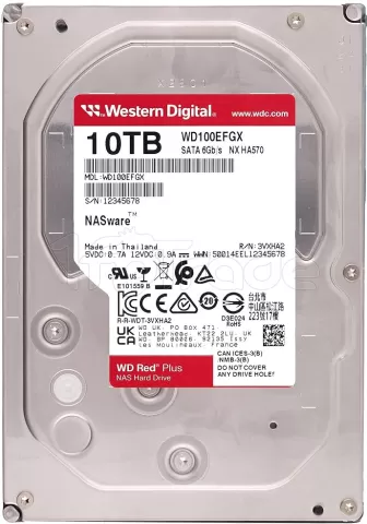 Photo de Disque Dur 3,5" Western Digital Red Plus NAS 10To 512Mo - S-ATA 3,5"