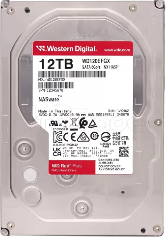 Photo de Disque Dur 3,5" Western Digital Red Plus NAS 12To 512Mo - S-ATA 3,5"