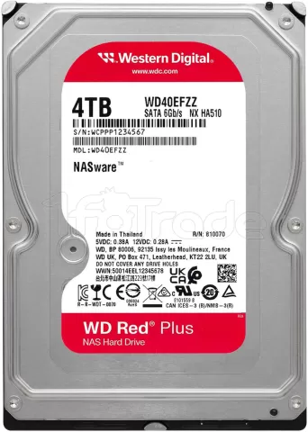 Photo de Disque Dur 3,5" Western Digital Red Plus NAS 4To 128Mo - S-ATA 3,5"