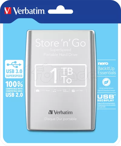 Photo de Disque Dur externe Verbatim Store'N'Go - 1To (Argent)