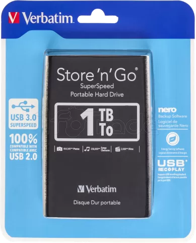 Photo de Disque Dur externe Verbatim Store'N'Go 3.0 - 1To  (Noir)