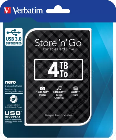 Photo de Disque Dur externe Verbatim Store'N'Go - 4To  (Noir)