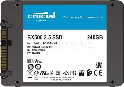 Photo de Disque SSD Crucial BX500 240Go - S-ATA 2,5" Version OEM