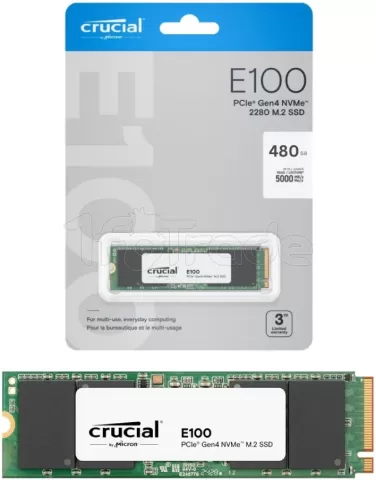 Photo de Disque SSD Crucial E100 480Go - M.2 NVMe Type 2280 Version OEM (Tray)