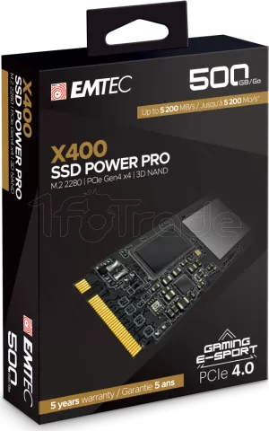 Photo de Disque SSD Emtec X400 Power Pro 500Go - NVMe M.2 Type 2280