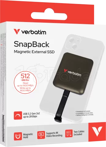 Photo de Disque SSD externe magnétique Verbatim SnapBack - 512Go (Noir)