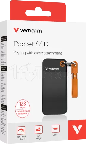 Photo de Disque SSD externe Verbatim Pocket - 128Go (Noir/Orange)