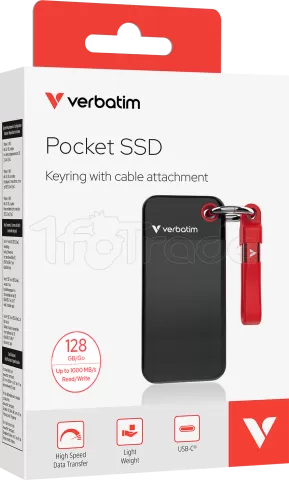 Photo de Disque SSD externe Verbatim Pocket - 128Go (Noir/Rouge)