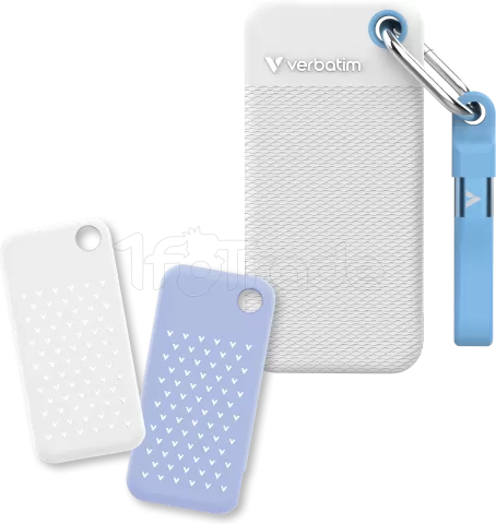 Photo de Disque SSD externe Verbatim Pocket - 1To (Blanc/Bleu)
