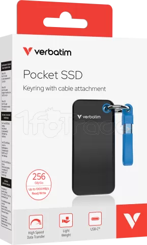 Photo de Disque SSD externe Verbatim Pocket - 256Go (Noir/Bleu)