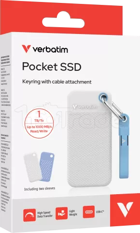 Photo de Disque SSD externe Verbatim Pocket SSD Couleur - 1To (Blanc/Bleu)