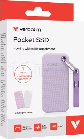 Photo de Disque SSD externe Verbatim Pocket SSD Couleur - 1To (Blanc/Violet)